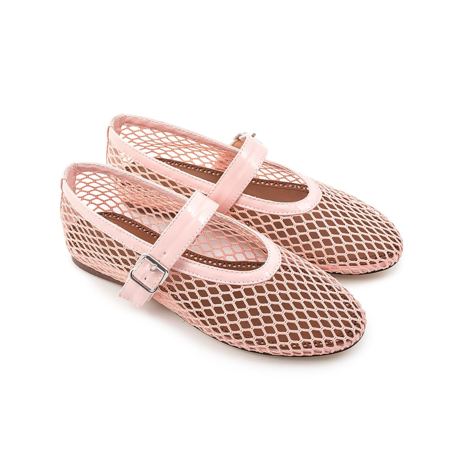 Mary Jane Mesh Ankle Buckle Ballet Flat Sandals