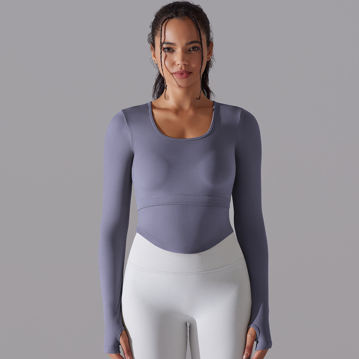 Knitted Split Thread Sports Long-sleeved Top Female