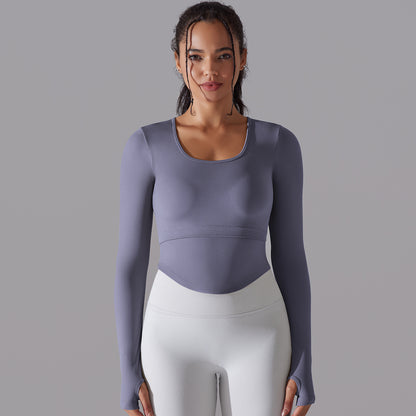 Knitted Split Thread Sports Long-sleeved Top Female