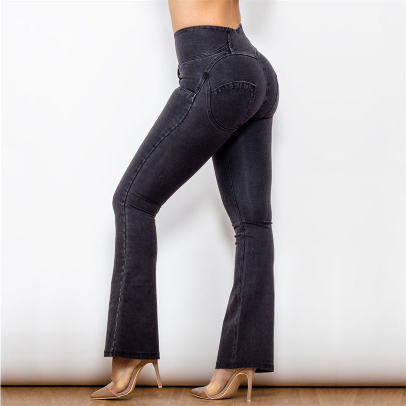 High Waist Black Flared Skinny Women's Stretch Jeans