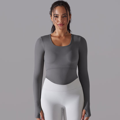 Knitted Split Thread Sports Long-sleeved Top Female