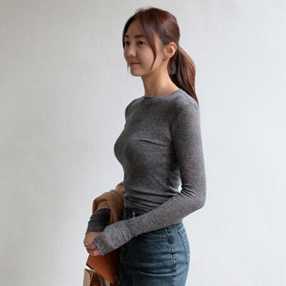 All-match slimming round neck long sleeves