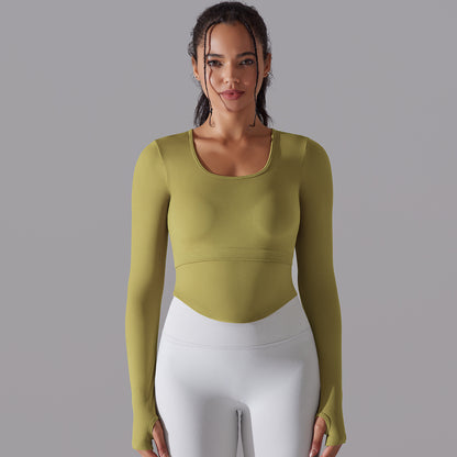 Knitted Split Thread Sports Long-sleeved Top Female