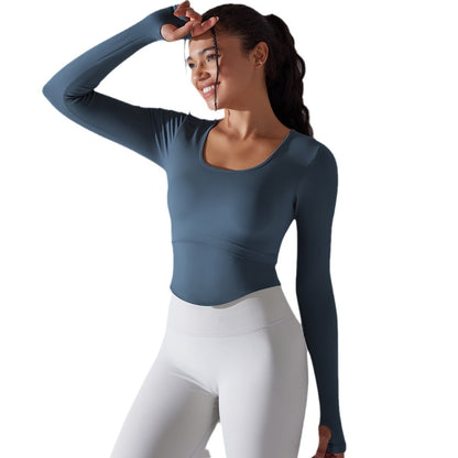 Knitted Split Thread Sports Long-sleeved Top Female