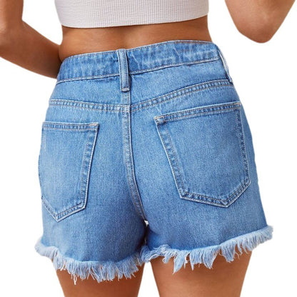 Tassel High Waist Ripped Denim Shorts