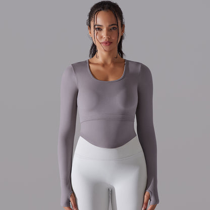 Knitted Split Thread Sports Long-sleeved Top Female