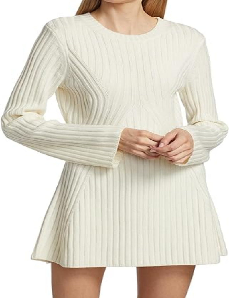 Long-sleeved Knitted Wool Mini Dress