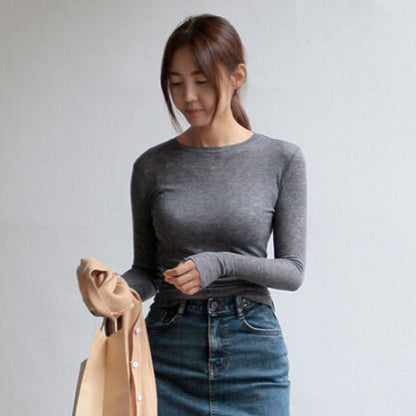 All-match slimming round neck long sleeves