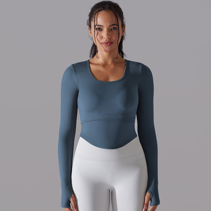 Knitted Split Thread Sports Long-sleeved Top Female