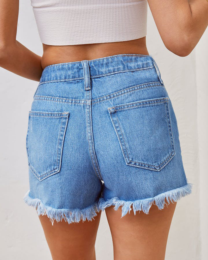 Tassel High Waist Ripped Denim Shorts