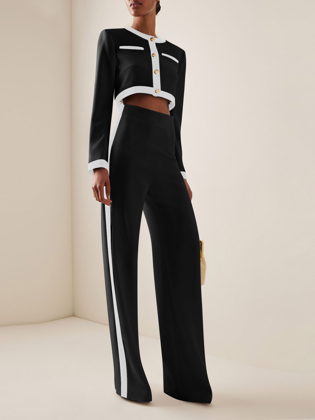 Office Siren Cropped Blazer Pants Suit