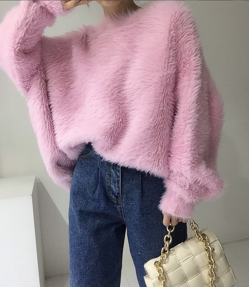 French Style Super Soft Glutinous Mink Wool Knitted Sweater