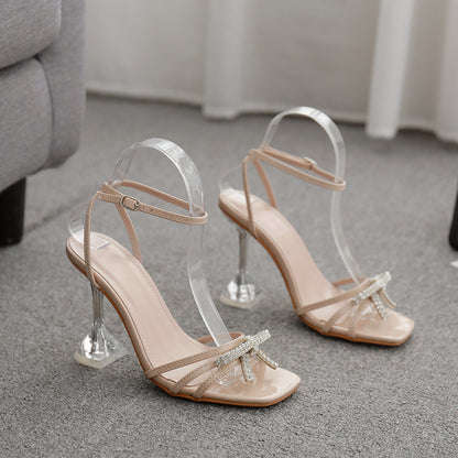 Sexy Bow Rhinestone Catwalk Sandals