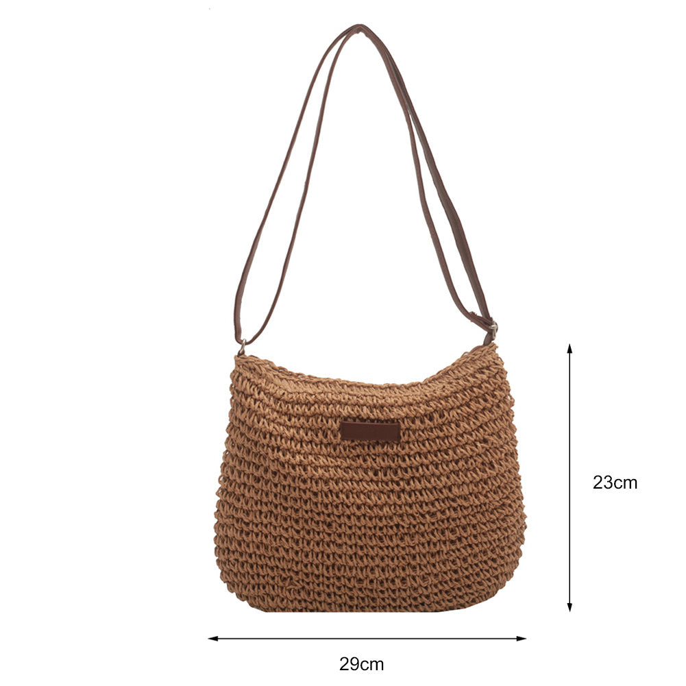 Niche Design Vacation Straw Shoulder Bag