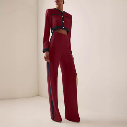 Office Siren Cropped Blazer Pants Suit