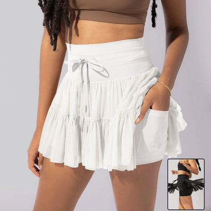 High Waist Lace-up Sports Pleated Skirt