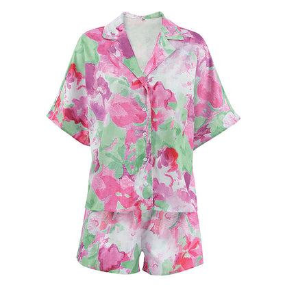 Summer Printed Short-sleeved Hot Pants Casual Suit