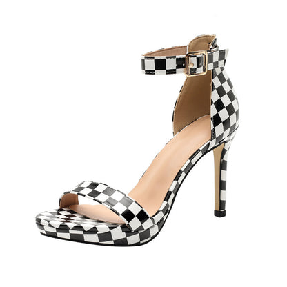 Women's Checkered All-match Evening Heels