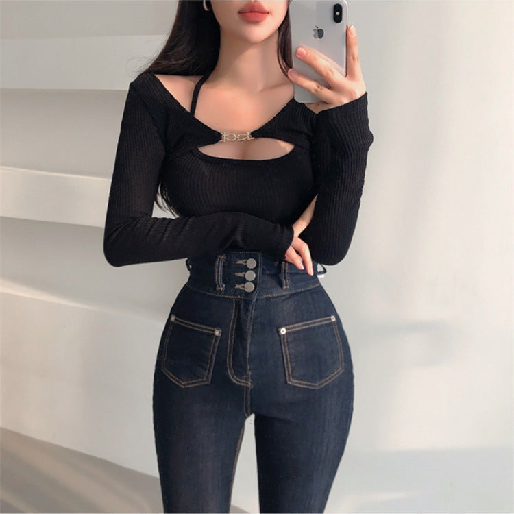 Camisole Long Sleeve Shirt Two Piece Set