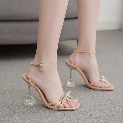 Sexy Bow Rhinestone Catwalk Sandals