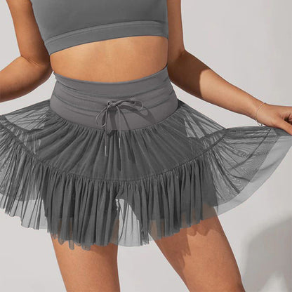 High Waist Lace-up Sports Pleated Skirt