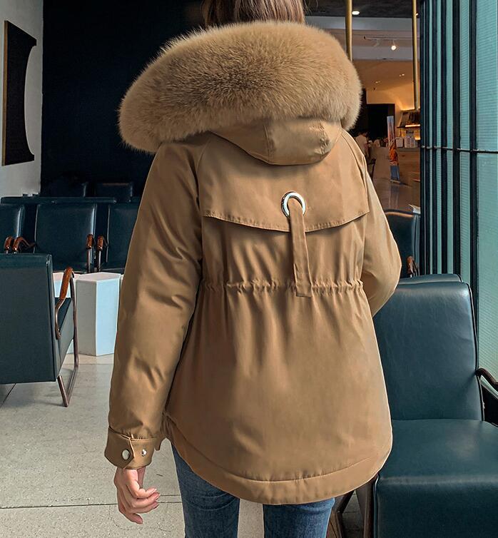 Solid Color Fur Collar Plush Lining Cotton Coat