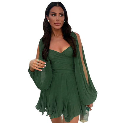 Athens Flare Ruffle Short Dress