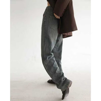 Women's Fashion Personality Retro Straight Jeans