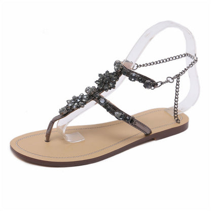 Water Diamond Chain Flat Roman Sandals