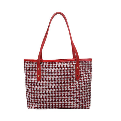 Large Capacity Checkered Canvas Tote Bag