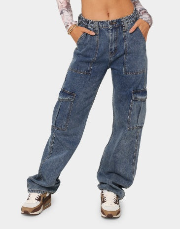 Women's Baggy Straight Cargo Style Jeans