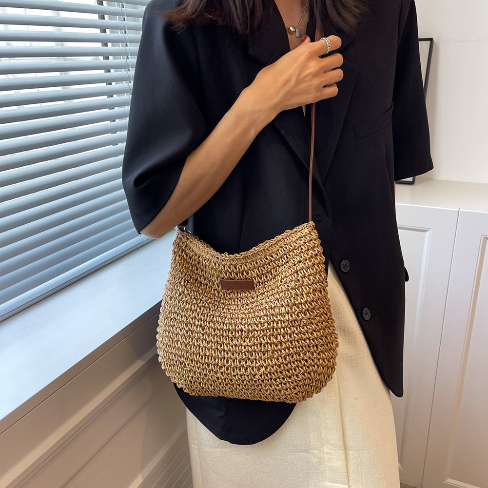 Niche Design Vacation Straw Shoulder Bag