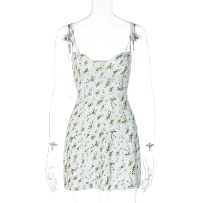 Women's Small Floral Skirt With Suspender Dress