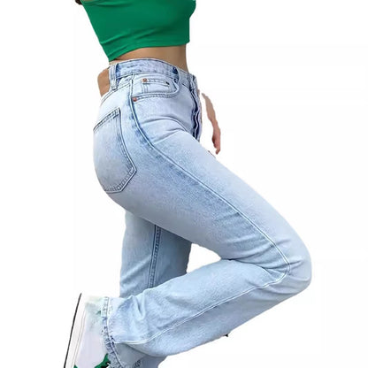 Light Blue Slim Fit High Waist Stretch Jeans