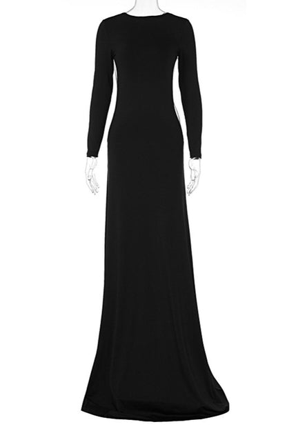 Dominia Long-sleeve Backless Maxi Dress