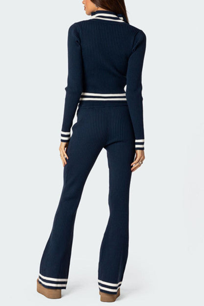 Gabriella varsity striped zip-up pants set