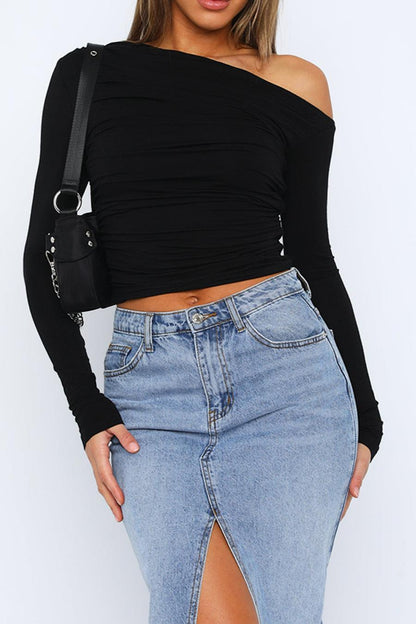 Massive Deal one shoulder long sleeve top