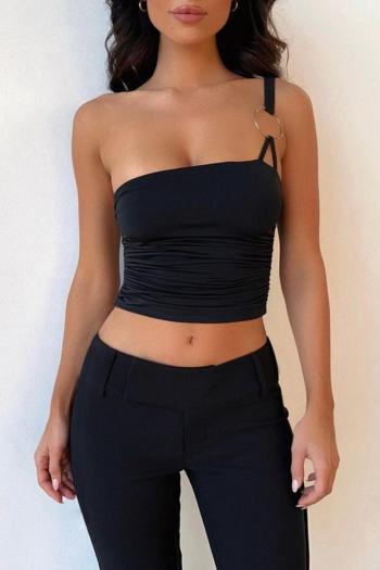 Allure one shoulder O-ring crop top