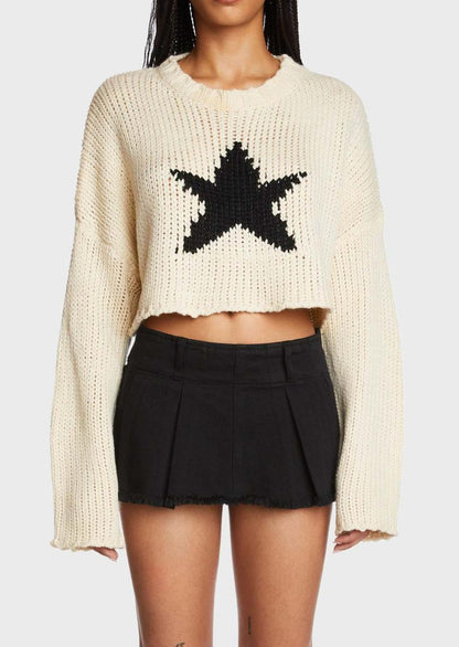 Time To Slay knitted long sleeve crop sweater