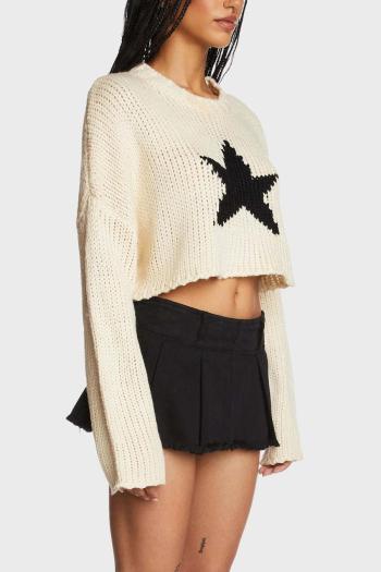 Time To Slay knitted long sleeve crop sweater