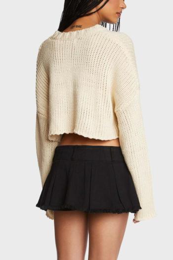 Time To Slay knitted long sleeve crop sweater