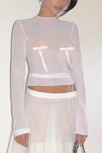 Marissa see-through bow long sleeve top