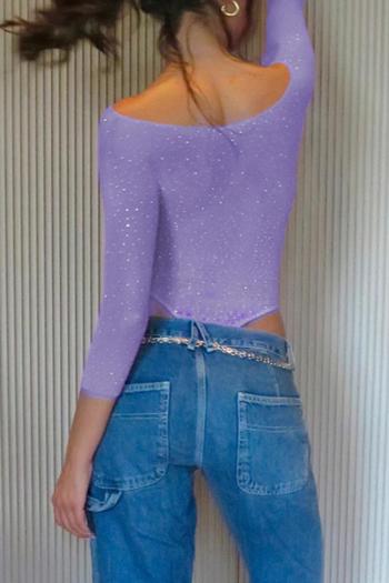 I Don't Care see-through rhinestone bow decor bodysuit