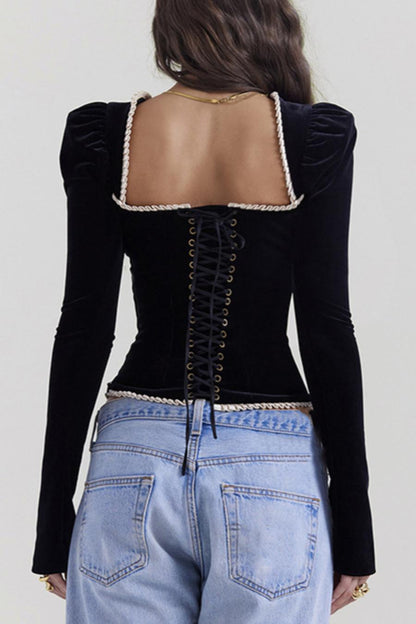 Hayley square neck lace up top