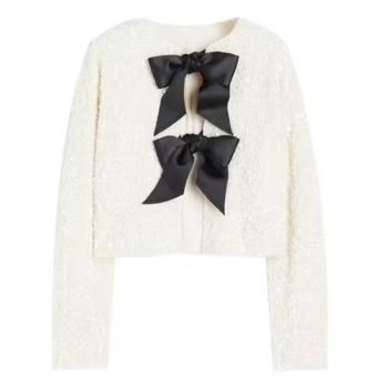 Itara bow tie sequin top