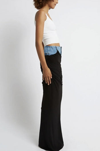 Angeline denim high-waist maxi skirt