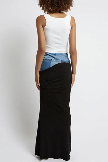 Angeline denim high-waist maxi skirt