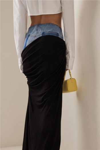 Angeline denim high-waist maxi skirt