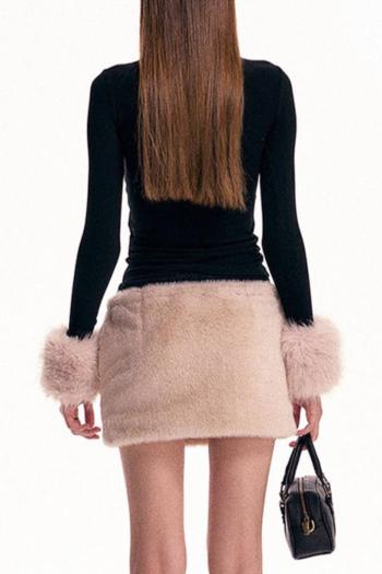 Sky high waist mini plush skirt