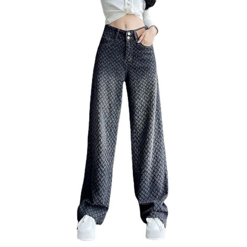 Women's Wide-leg Trousers High Waist Gradient Color Jeans